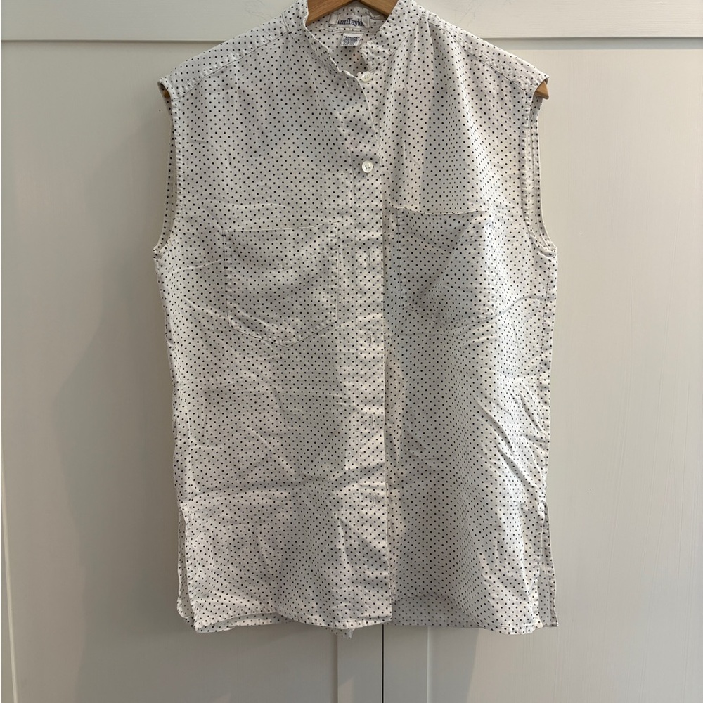 Vintage Ann Taylor Sleeveless French polka Dot Blouse